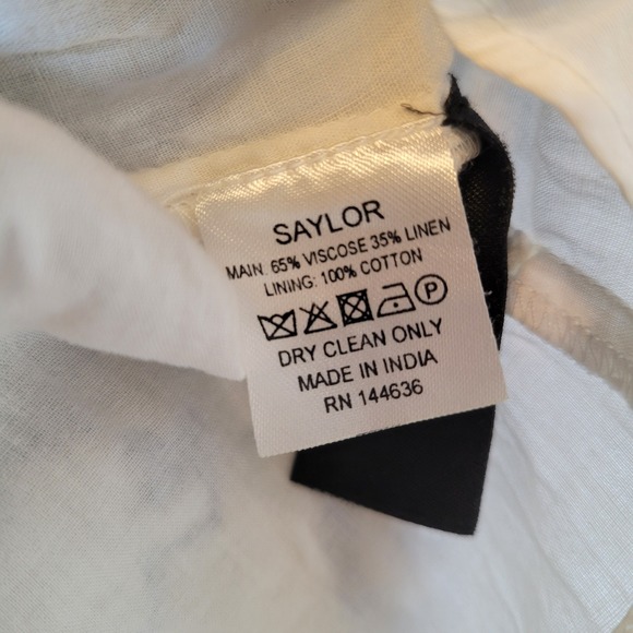 SAYLOR Womens Gracey Floral Puff Sleeve Dress Size XS White Sundress Prairie - Picture 9 of 10